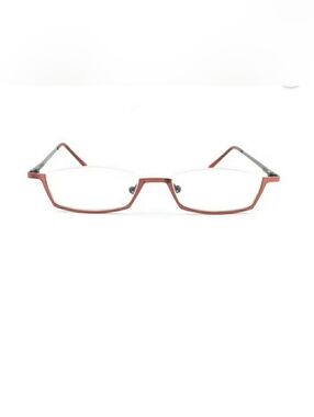 Slim Red Rectangle Rimless-Style Eyeglasses HD Stainless Steel Half Moon +1.50